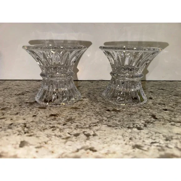 Vintage Royal Limited 24% Lead Crystal Slovenia Taper Votive Candlesticks - Picture 3 of 7